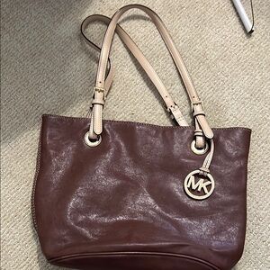 Michael Kors Brown Leather Tote with Gold Hardware